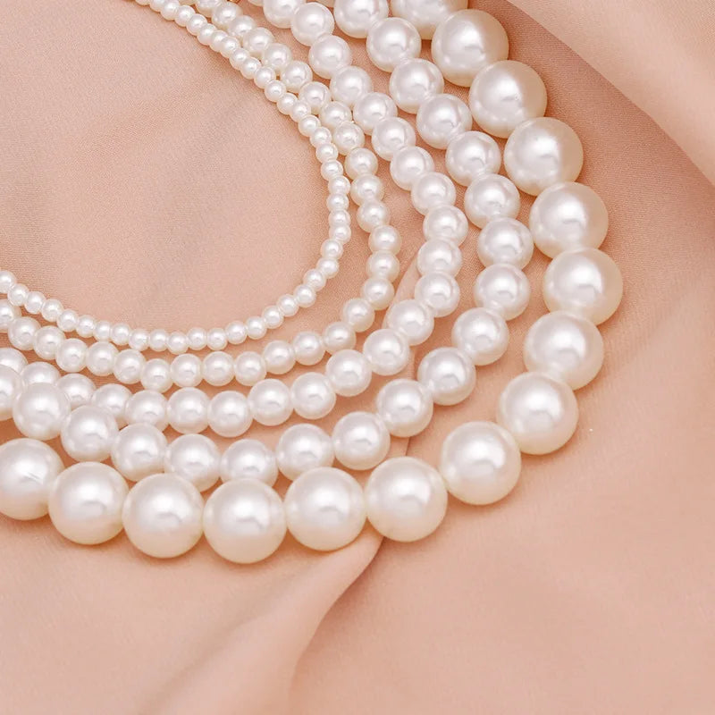 Vintage Style Simple 6MM Pearl Chain Choker Necklace For Women Wedding Love Shell Pendant Necklace Fashion Jewelry Wholesale