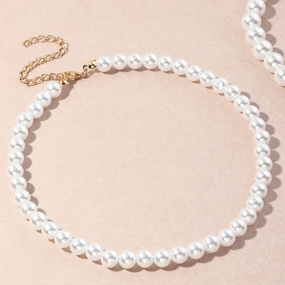 Vintage Style Simple 6MM Pearl Chain Choker Necklace For Women Wedding Love Shell Pendant Necklace Fashion Jewelry Wholesale